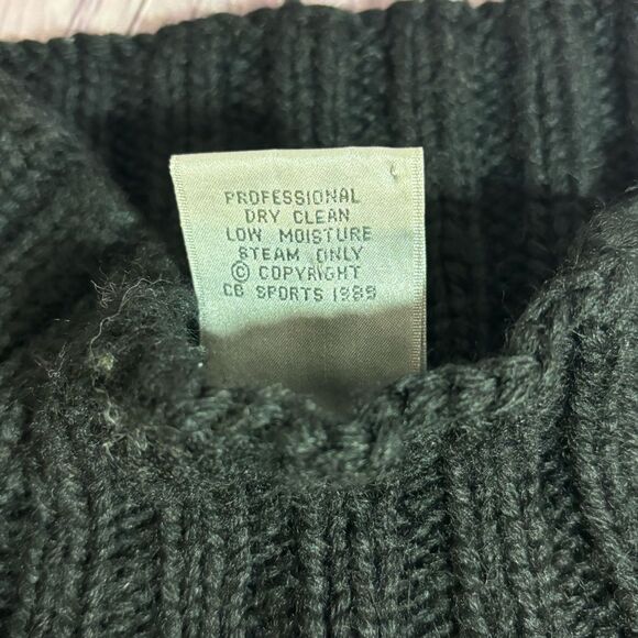 VINTAGE CB Sports Black Retro 80s Oversized Fit Mock Neck Wool Knit Sweater M - Picture 8 of 8